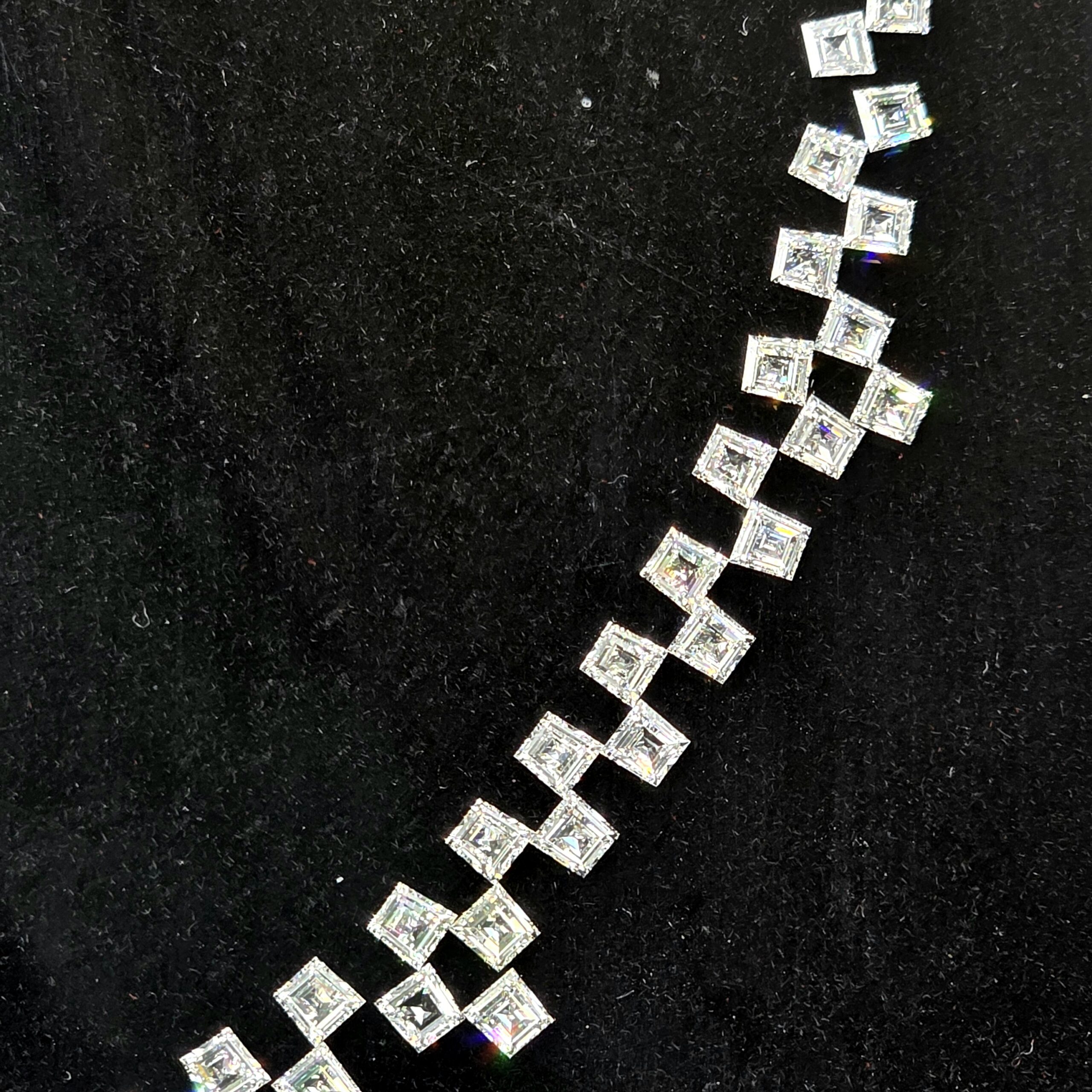 Natural Fancy White Color VVS Clarity Trapezoid Shape Diamond Necklace layout