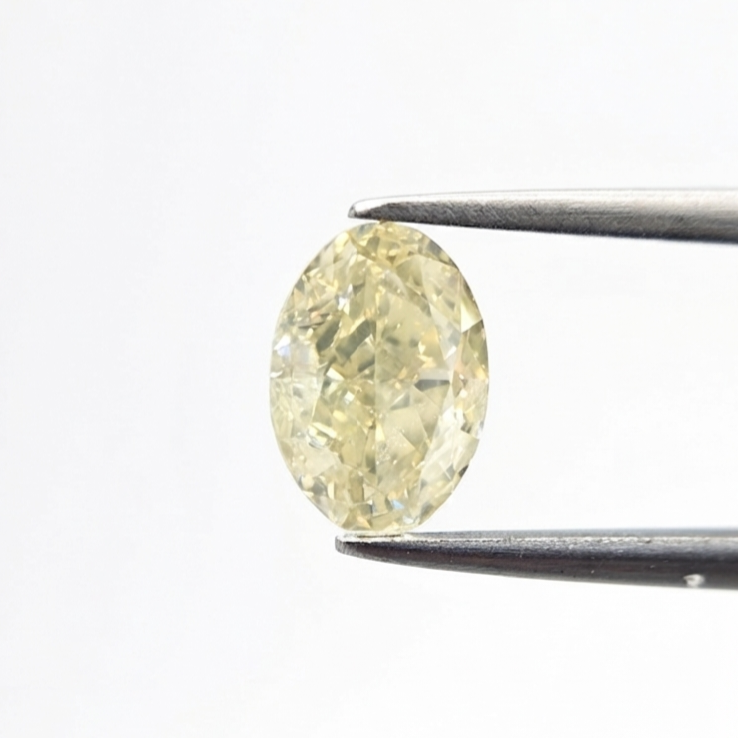 (Tc409) Natural Fancy Light Yellow SI2 Clarity Oval Shape GIA Certified Diamond