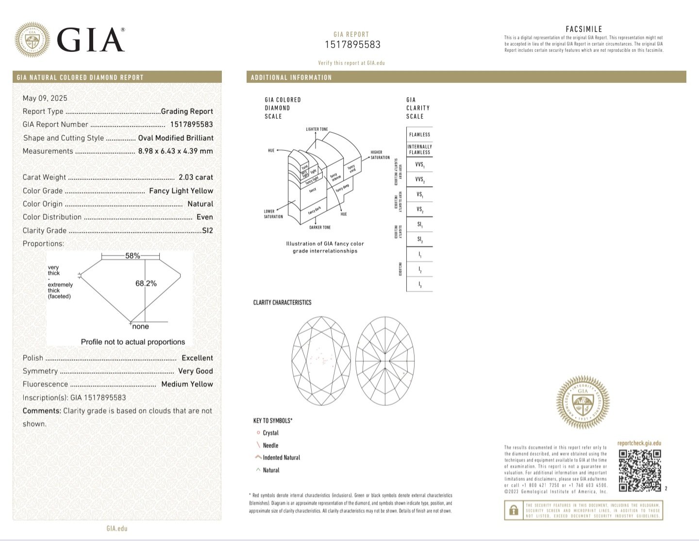 (Tc409) Natural Fancy Light Yellow SI2 Clarity Oval Shape GIA Certified Diamond