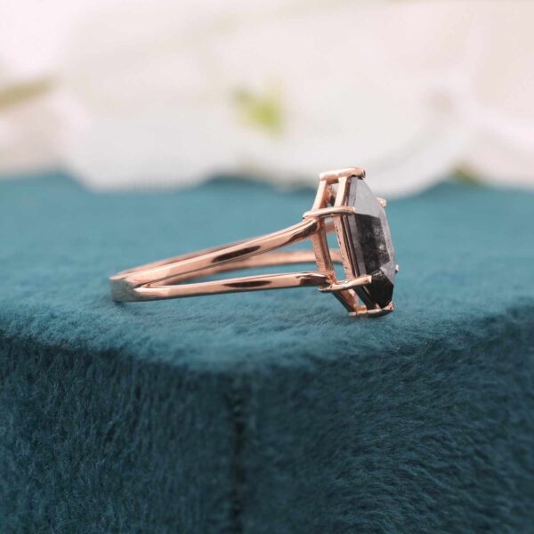 Modern Hexagon Salt and Pepper Diamond Ring in 14KT Rose Gold