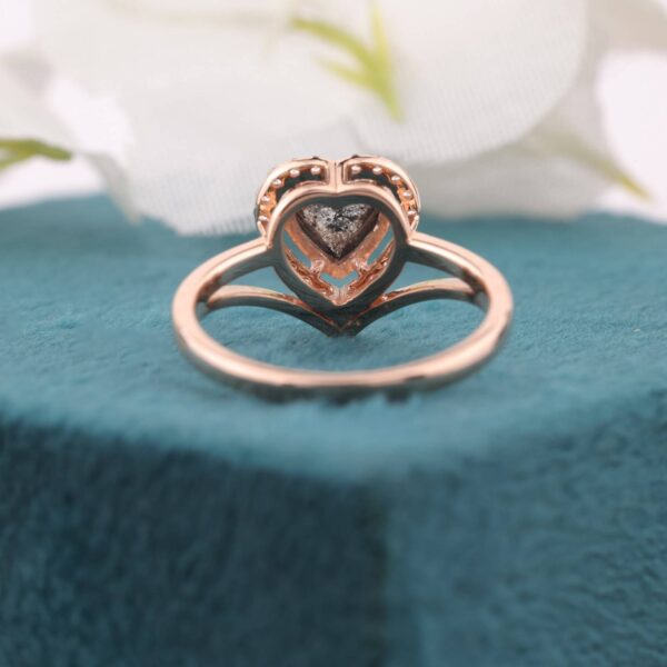 Salt and Pepper Diamond Ring Set in Rose Gold – Half-Moon & Baguette Design