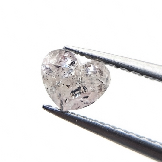 1.01 CT GIA Certified Light Pink Heart Cut Salt & Pepper Natural Loose Diamond