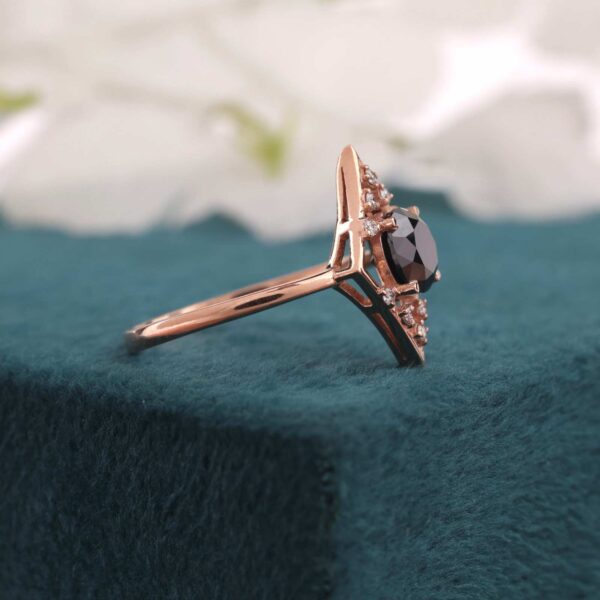 Stylish Black Diamond Ring in Rose Gold – Unique Handmade Fine Jewelry