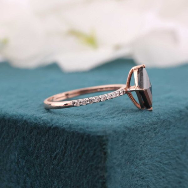 Kite Black Diamond Ring – Diagonal Set Engagement Ring in Rose Gold