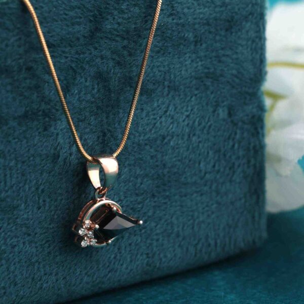 Rose Gold Black Crystal Pendant with Sparkling Accents – Fashion Statement Jewelry