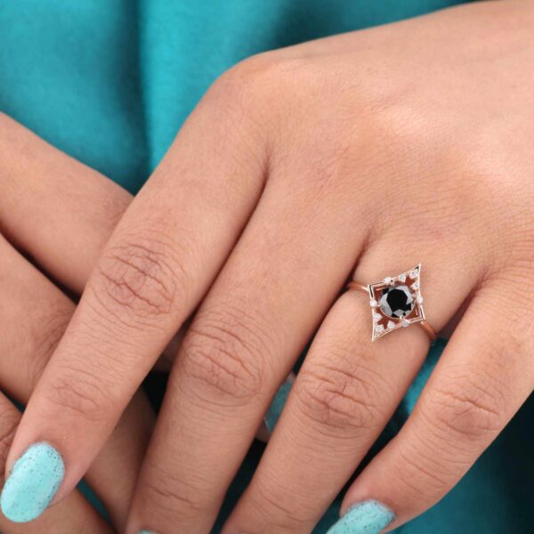 Stylish Black Diamond Ring in Rose Gold – Unique Handmade Fine Jewelry