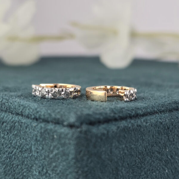 Elegant 10K Gold Diamond Huggie Hoop Earrings – Unisex Minimalist Design