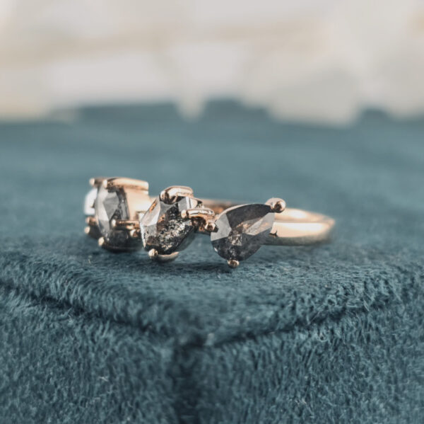 Rose Gold Salt and Pepper Diamond Ring – Ethereal & Earthy Fine Jewellery