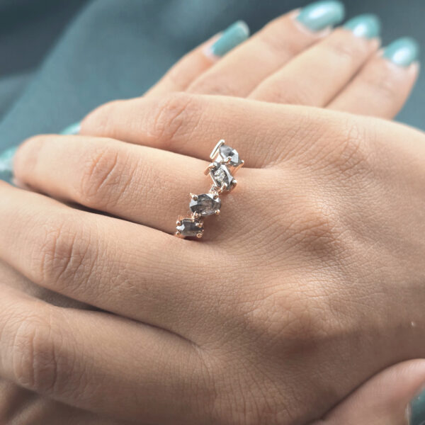 Rose Gold Salt and Pepper Diamond Ring – Ethereal & Earthy Fine Jewellery