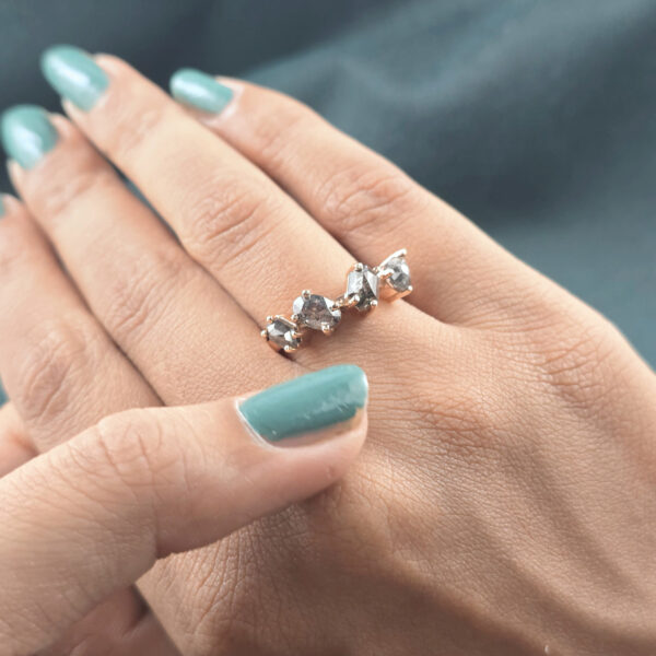 Rose Gold Salt and Pepper Diamond Ring – Ethereal & Earthy Fine Jewellery