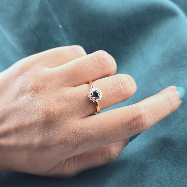 Vintage-Inspired Black Diamond Ring in 10K Rose Gold