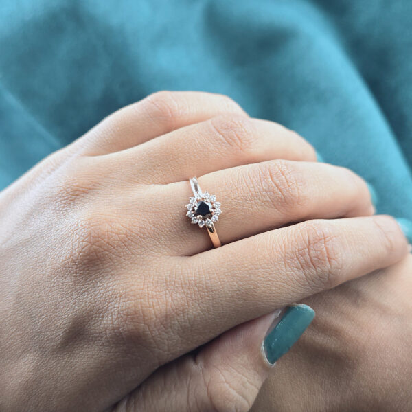 Vintage-Inspired Black Diamond Ring in 10K Rose Gold