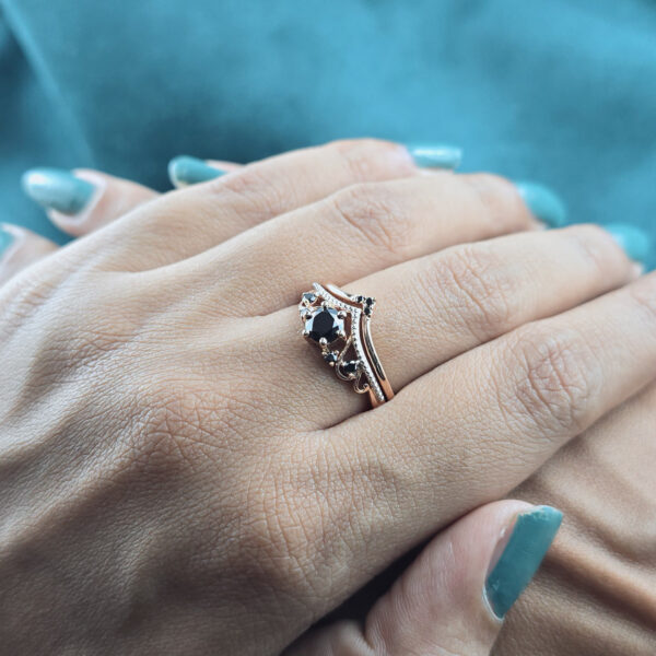 Unique Black Diamond Ring – Tiara Style with Antique Vibes