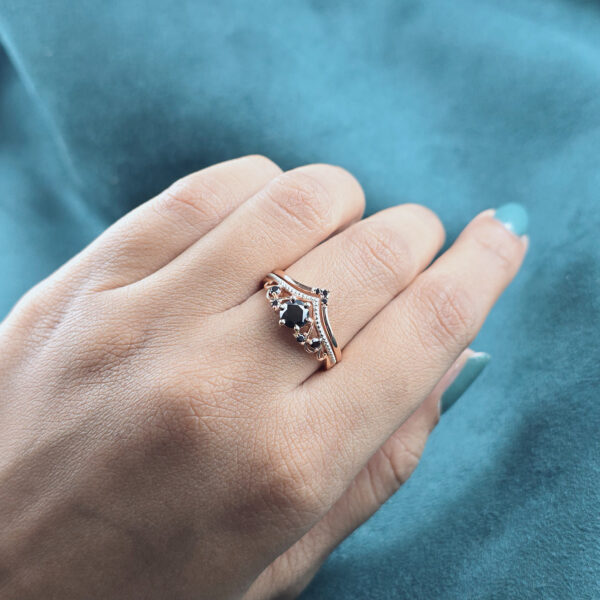 Unique Black Diamond Ring – Tiara Style with Antique Vibes