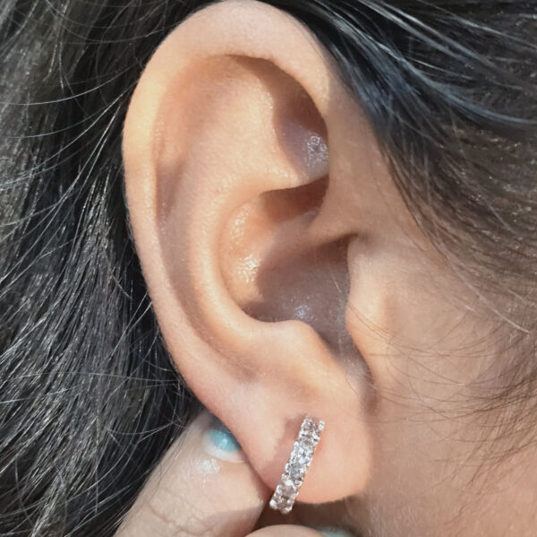 Elegant 10K Gold Diamond Huggie Hoop Earrings – Unisex Minimalist Design
