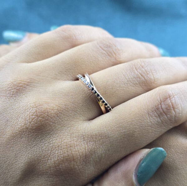 Black-Tie Minimalism: Round Black Diamond Stacking Band