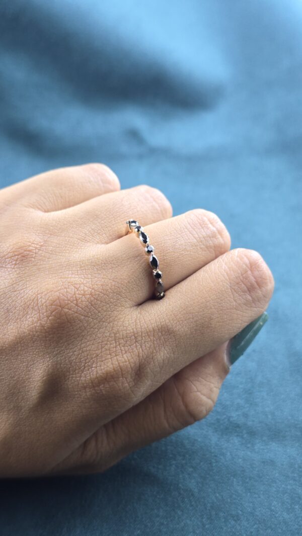 Sleek & Striking: Round and Marquise Black Diamond Wedding Band