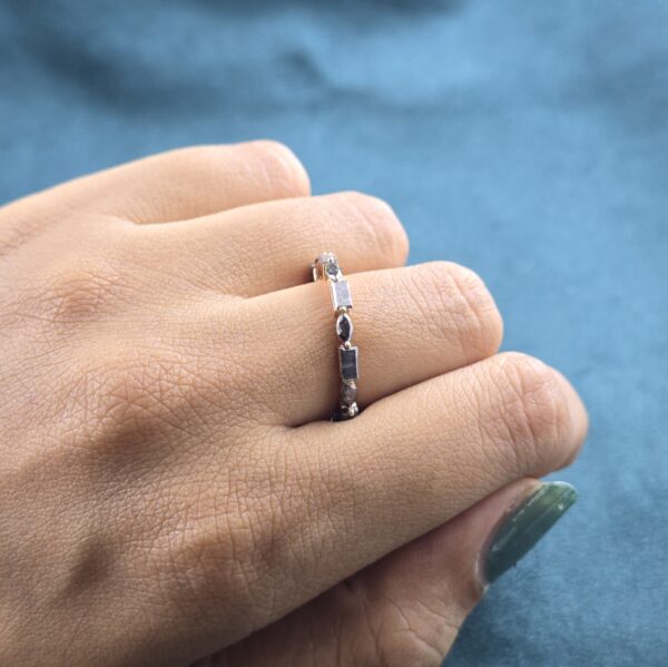 Boldly Unique: Baguette & Marquise Salt and Pepper Diamond Band