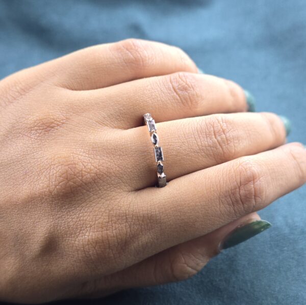 Boldly Unique: Baguette & Marquise Salt and Pepper Diamond Band