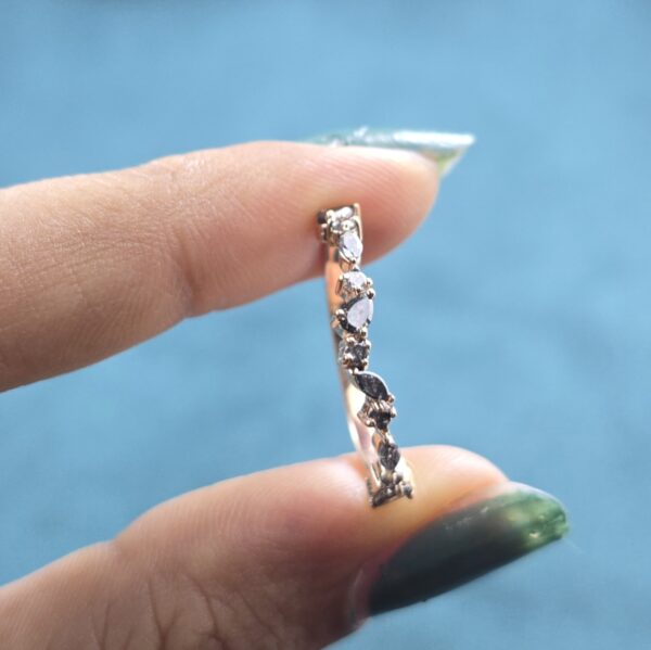 Naturally Bold – Round, Marquise & Pear Salt and Pepper Diamond Band