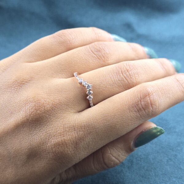 Round Salt and Pepper Diamond Band with Natural Charm