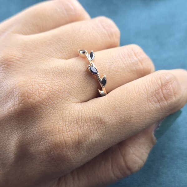 Effortlessly Bold: Marquise Black Diamond Band