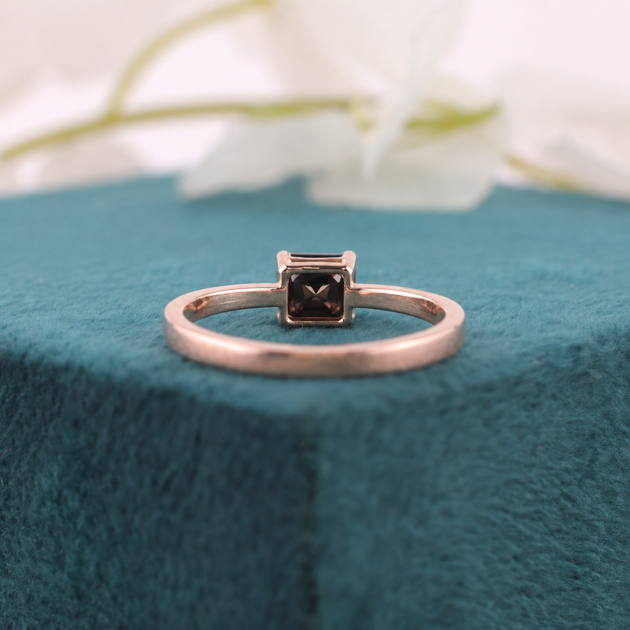 Modern Emerald Cut Black Diamond Ring With 10k Metal