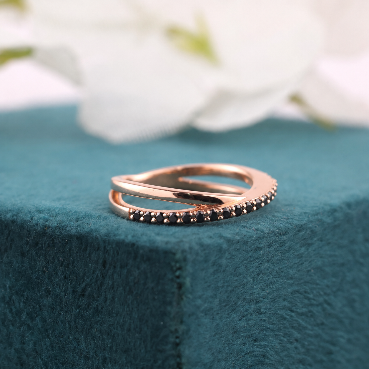 Black-Tie Minimalism: Round Black Diamond Stacking Band