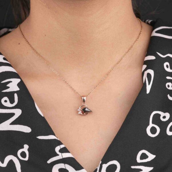 Rose Gold Black Crystal Pendant with Sparkling Accents – Fashion Statement Jewelry