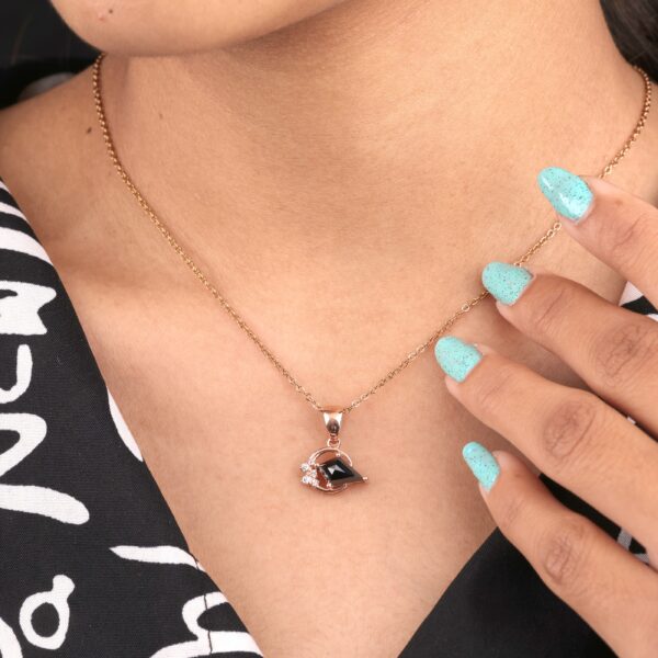 Rose Gold Black Crystal Pendant with Sparkling Accents – Fashion Statement Jewelry