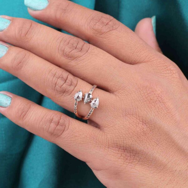 Rose Gold Wrap Ring with Pear-Shaped Rustic Diamonds