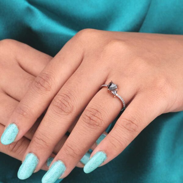 Romantic Heart Diamond Ring – Dual Stone Promise Ring in Rose Gold