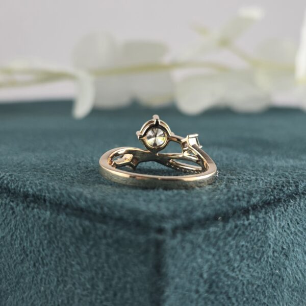 Raw Elegance – Round & Princess Salt and Pepper Diamond Ring