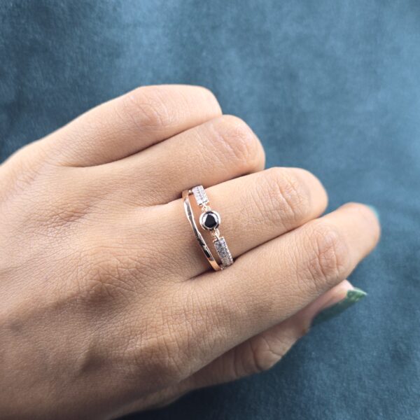 Bold Contrast – Round Black and White Diamond Ring