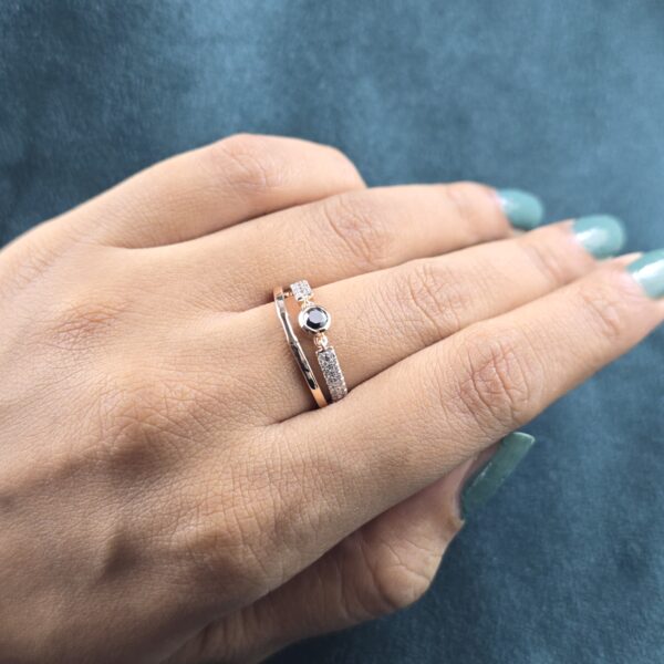 Bold Contrast – Round Black and White Diamond Ring