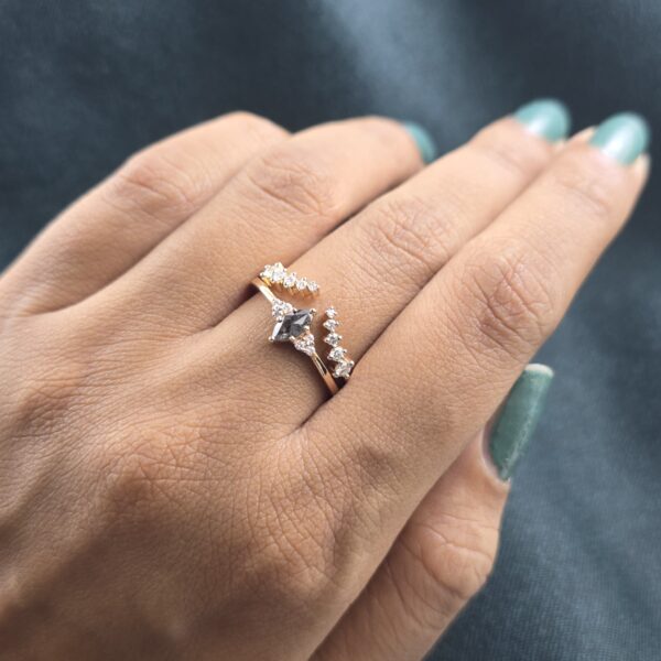 Edgy Meets Elegant – Kite and Round Diamond Ring