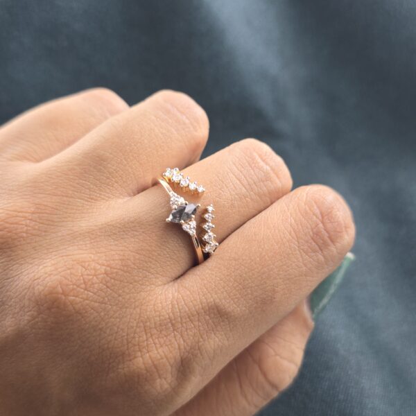 Edgy Meets Elegant – Kite and Round Diamond Ring