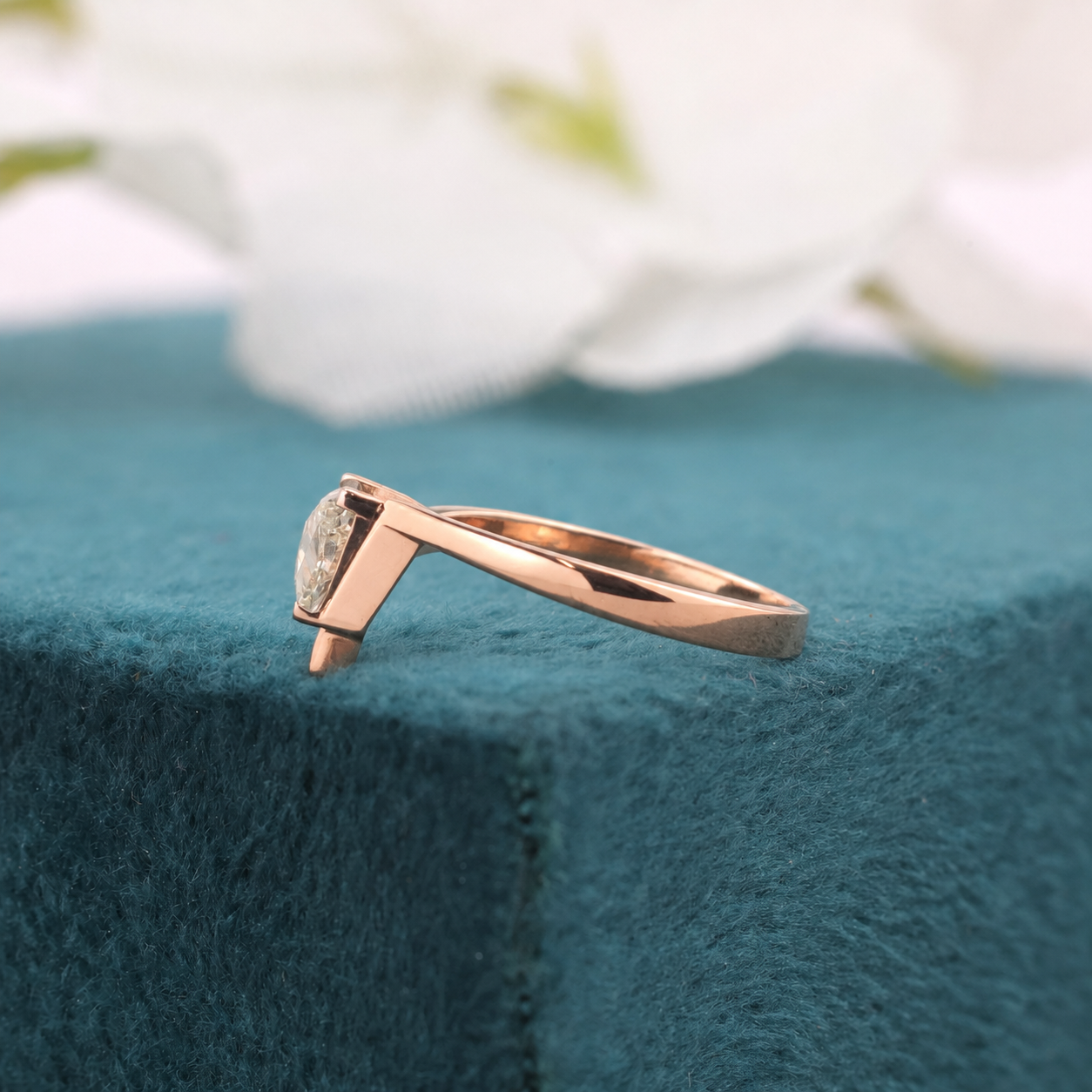 Modern Triangle-Cut Diamond Engagement Ring in Gold