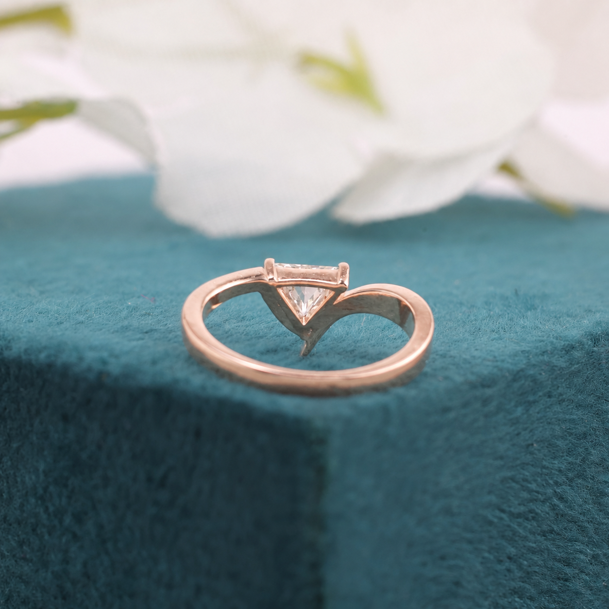 Modern Triangle-Cut Diamond Engagement Ring in Gold
