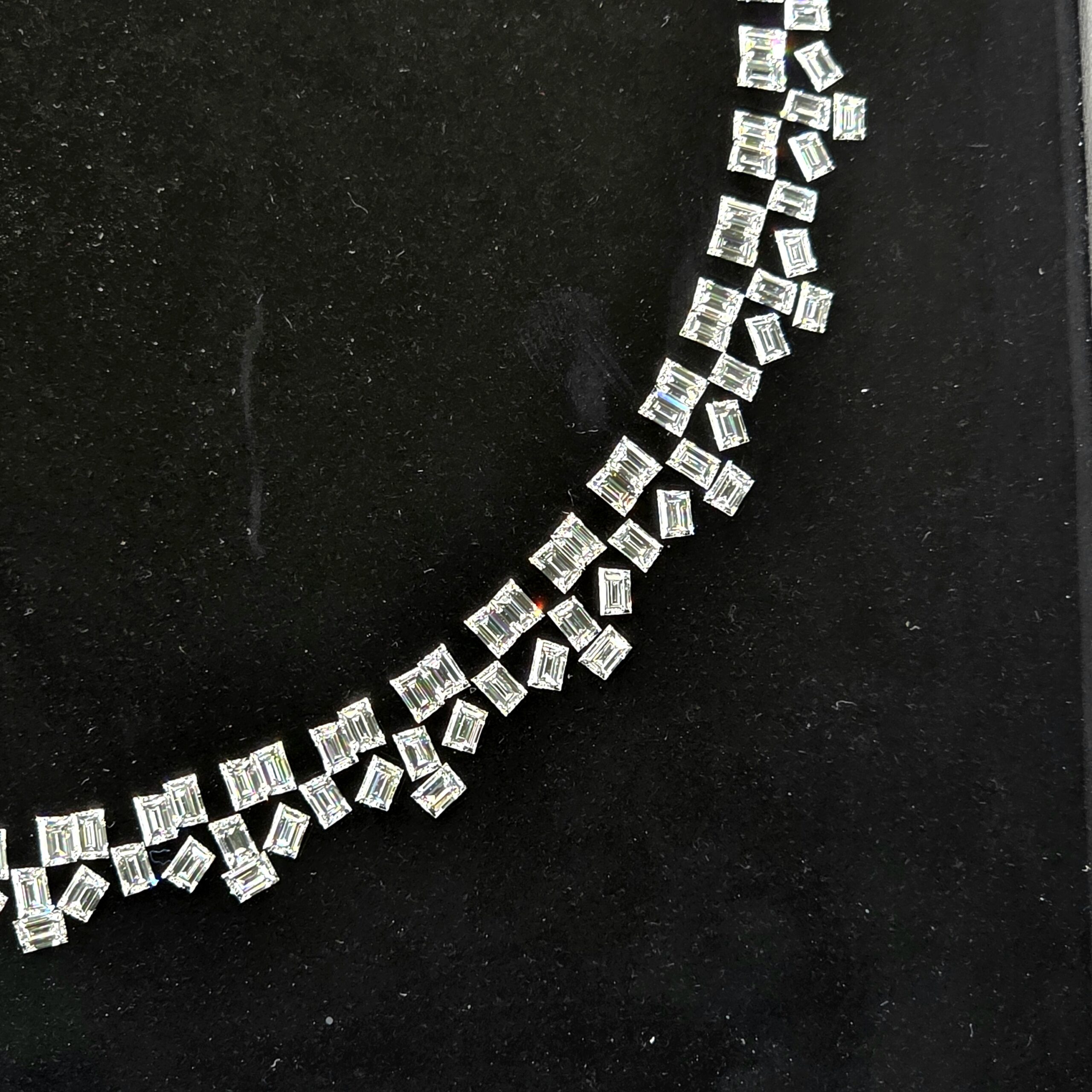 Natural Fancy White color VVS clarity Trapezoid Shape Diamond Necklace