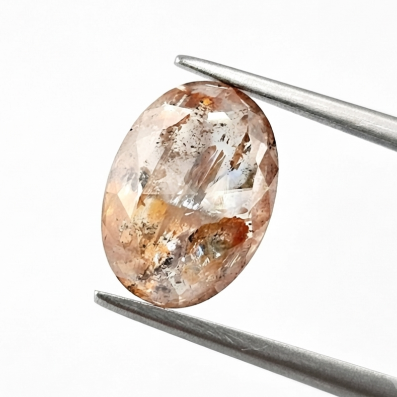3.46 CT Warm Sunset Oval Cut Natural Salt and Pepper Loose Diamond