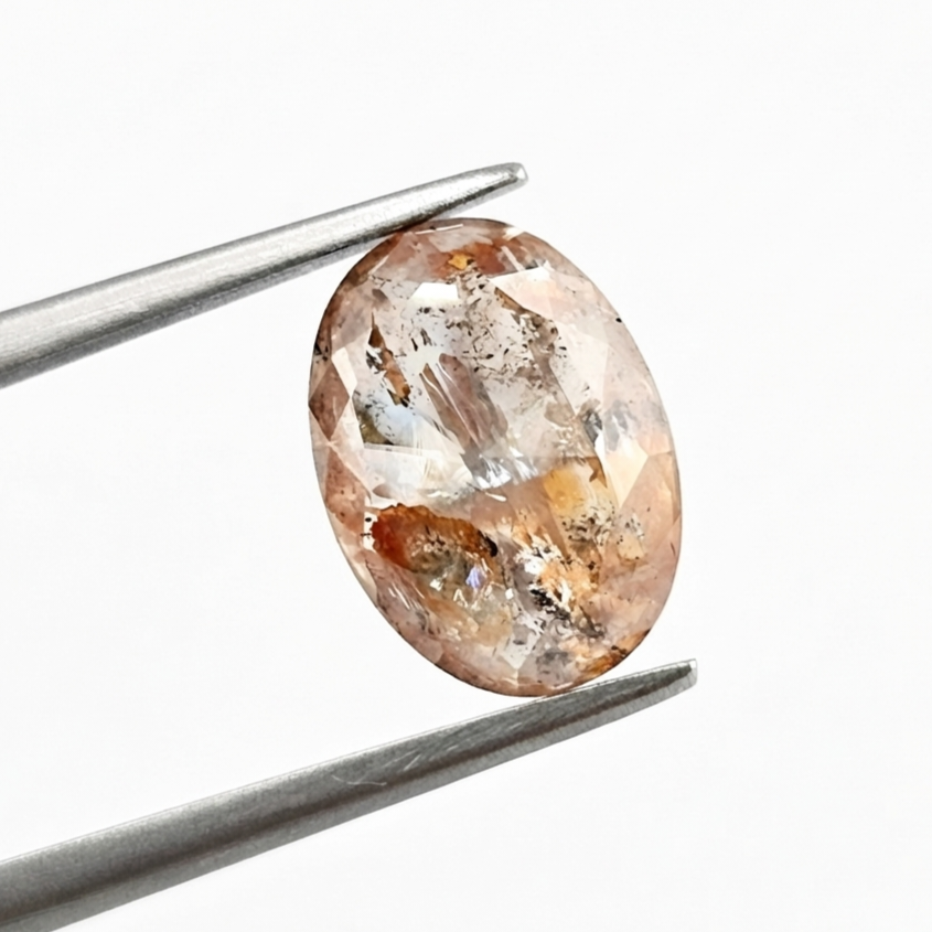 3.46 CT Warm Sunset Oval Cut Natural Salt and Pepper Loose Diamond