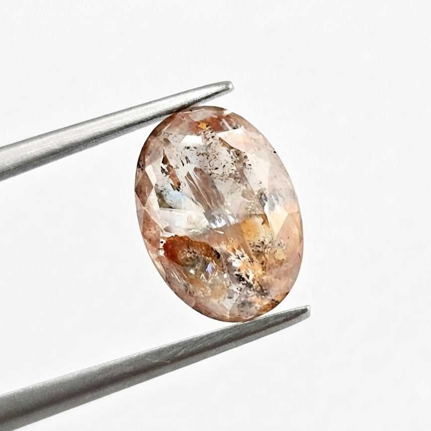 3.46 CT Warm Sunset Oval Cut Natural Salt and Pepper Loose Diamond
