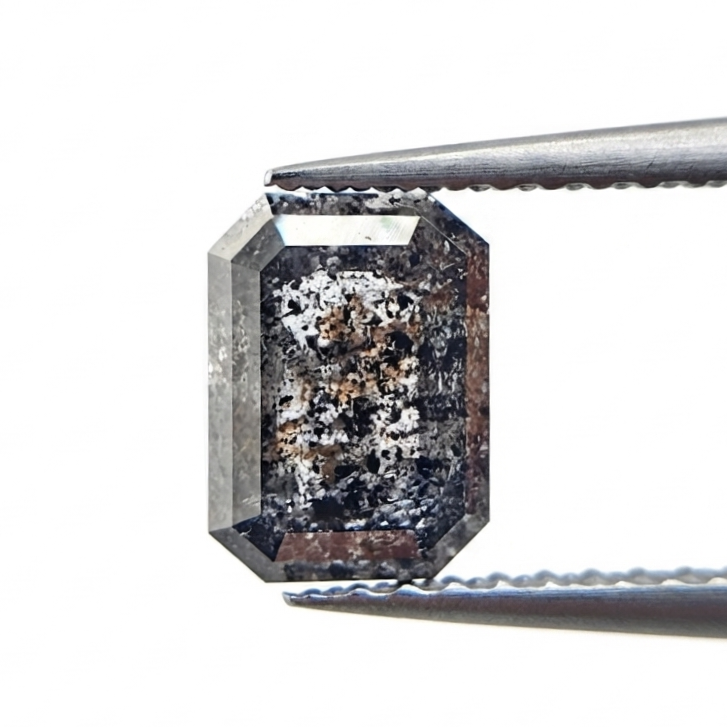 2.33 CT Architectural Radiant Emerald Cut Natural Salt and Pepper Loose Diamond
