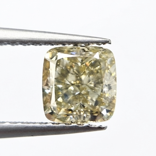 2.35 CT GIA Certified Fancy Brownish Greenish Yellow Cushion Cut Natural Loose Diamond