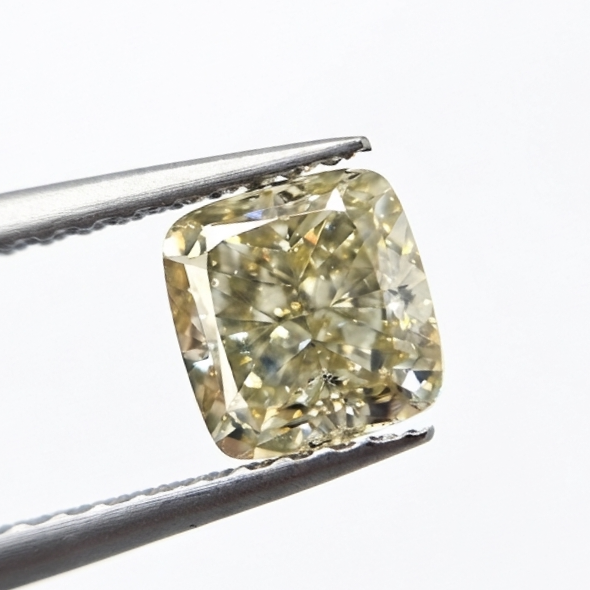 2.35 CT GIA Certified Fancy Brownish Greenish Yellow Cushion Cut Natural Loose Diamond