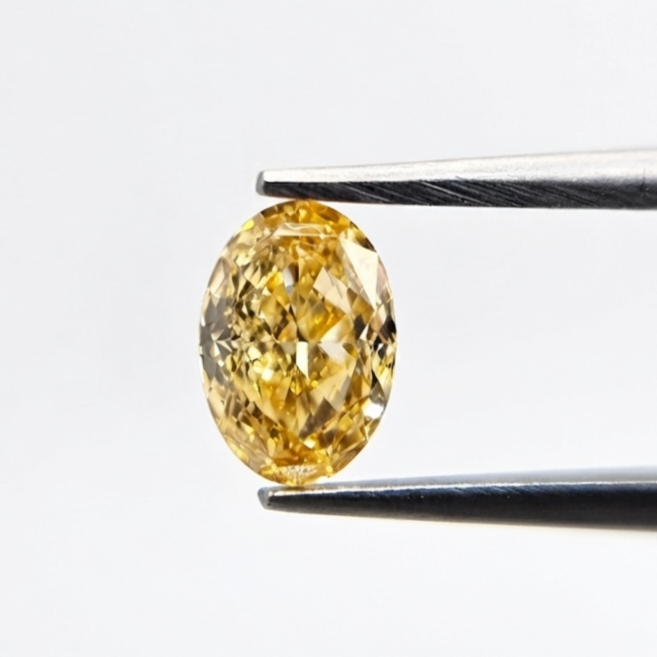 0.44 CT GIA Certified Fancy Intense Orange-Yellow Oval Cut Natural Loose Diamond