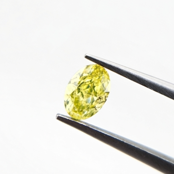 0.41 CT GIA Certified Fancy Intense Greenish Yellow Oval Cut Natural Loose Diamond