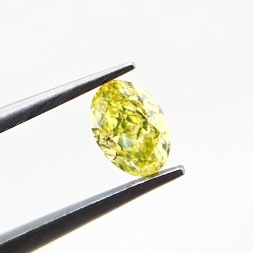 0.41 CT GIA Certified Fancy Intense Greenish Yellow Oval Cut Natural Loose Diamond