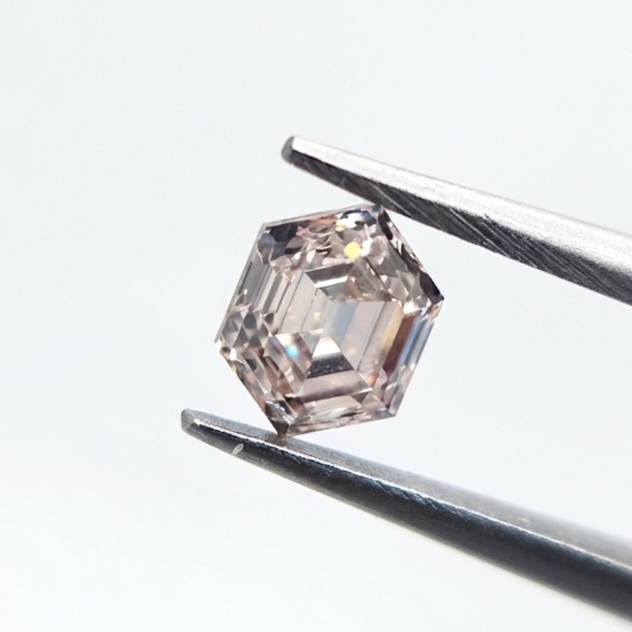 0.40 CT GIA Certified Fancy Light Pinkish Brown Hexagon Step Cut Loose Diamond